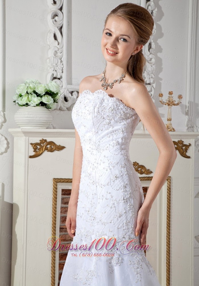 Mermaid Wedding Dress Court Train Appliques Katherine Style