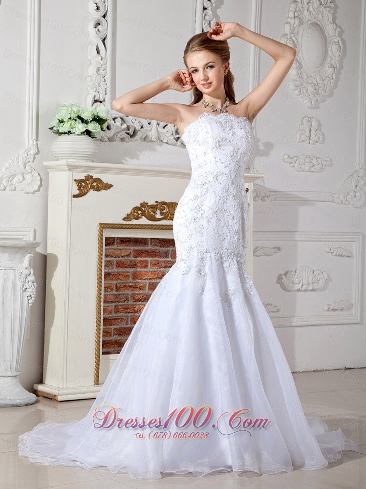 Mermaid Wedding Dress Court Train Appliques Katherine Style
