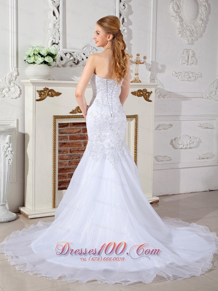 Mermaid Wedding Dress Court Train Appliques Katherine Style