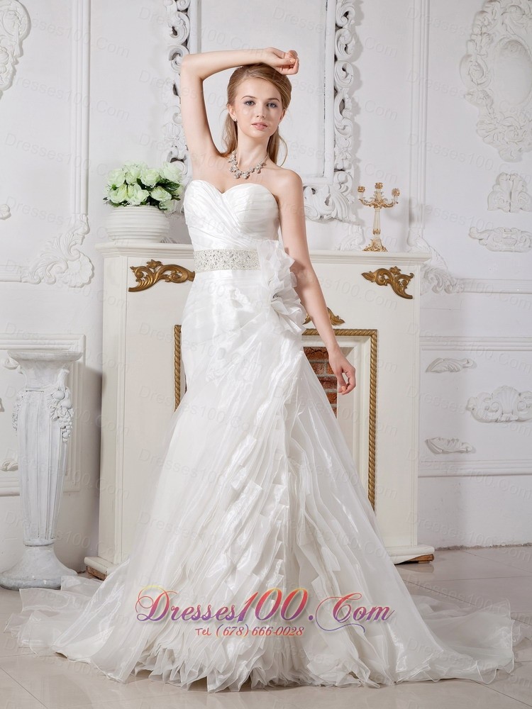 Exclusive Gilding Sweetheart Bridal Gowns Flower Court Train