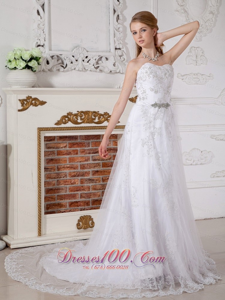 Free Delivery Empire Lace Bridal Dress Cathedral Train