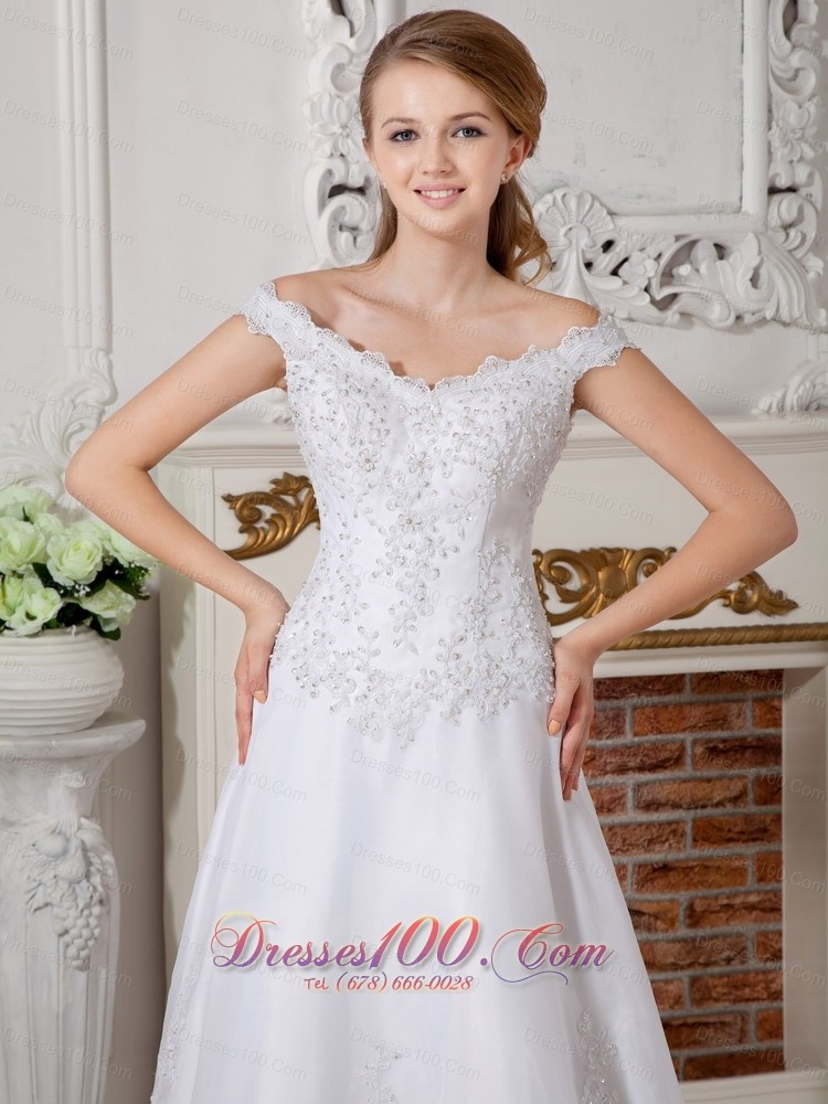 White Lace Bridal Destination Wedding Dress Off the Shoulder