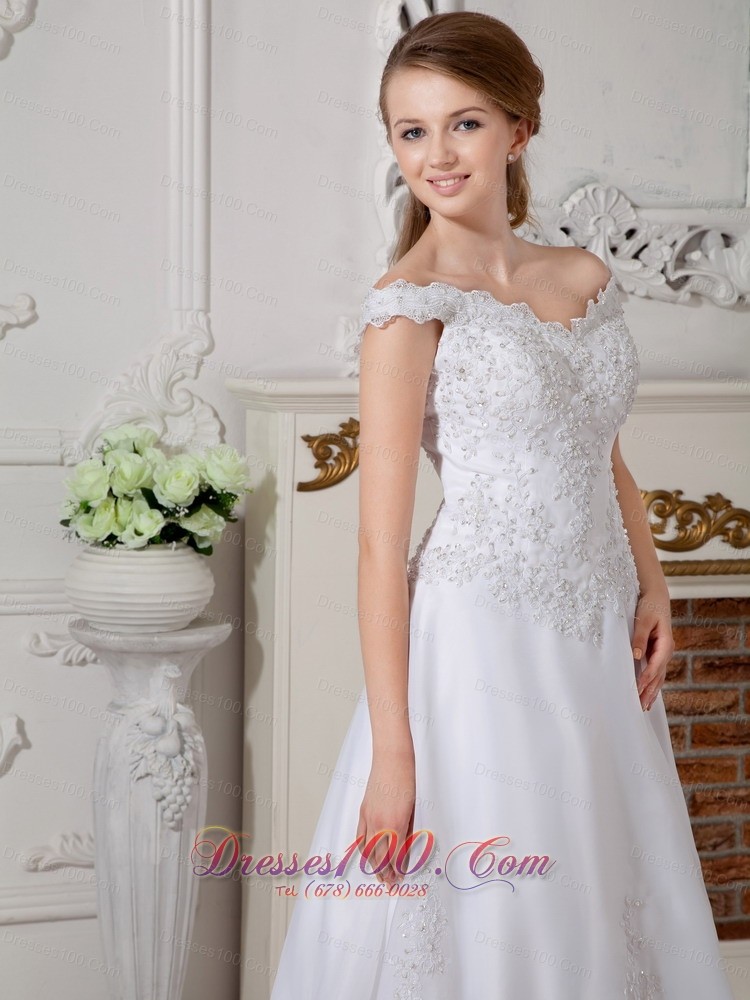 White Lace Bridal Destination Wedding Dress Off the Shoulder
