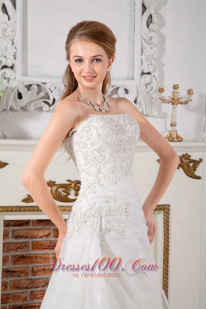 Princess Strapless Bridal Dress Lace Wedding Reception