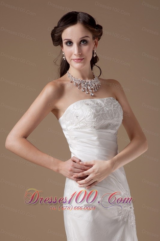 Custom Made Column Bridal Dress Strapless Floor-length