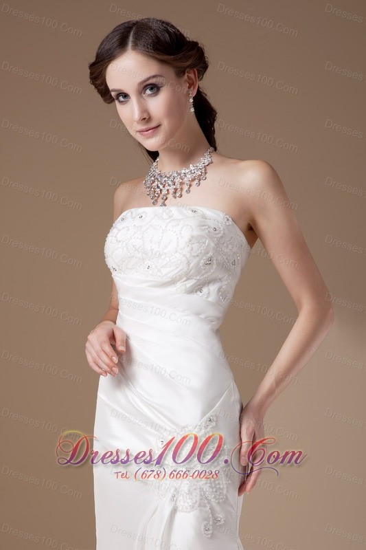 Custom Made Column Bridal Dress Strapless Floor-length