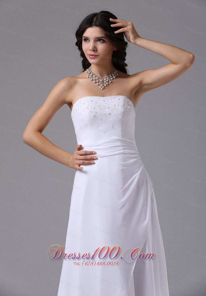 Strapless Custom Made Cheap Beach Wedding Bridal Dress