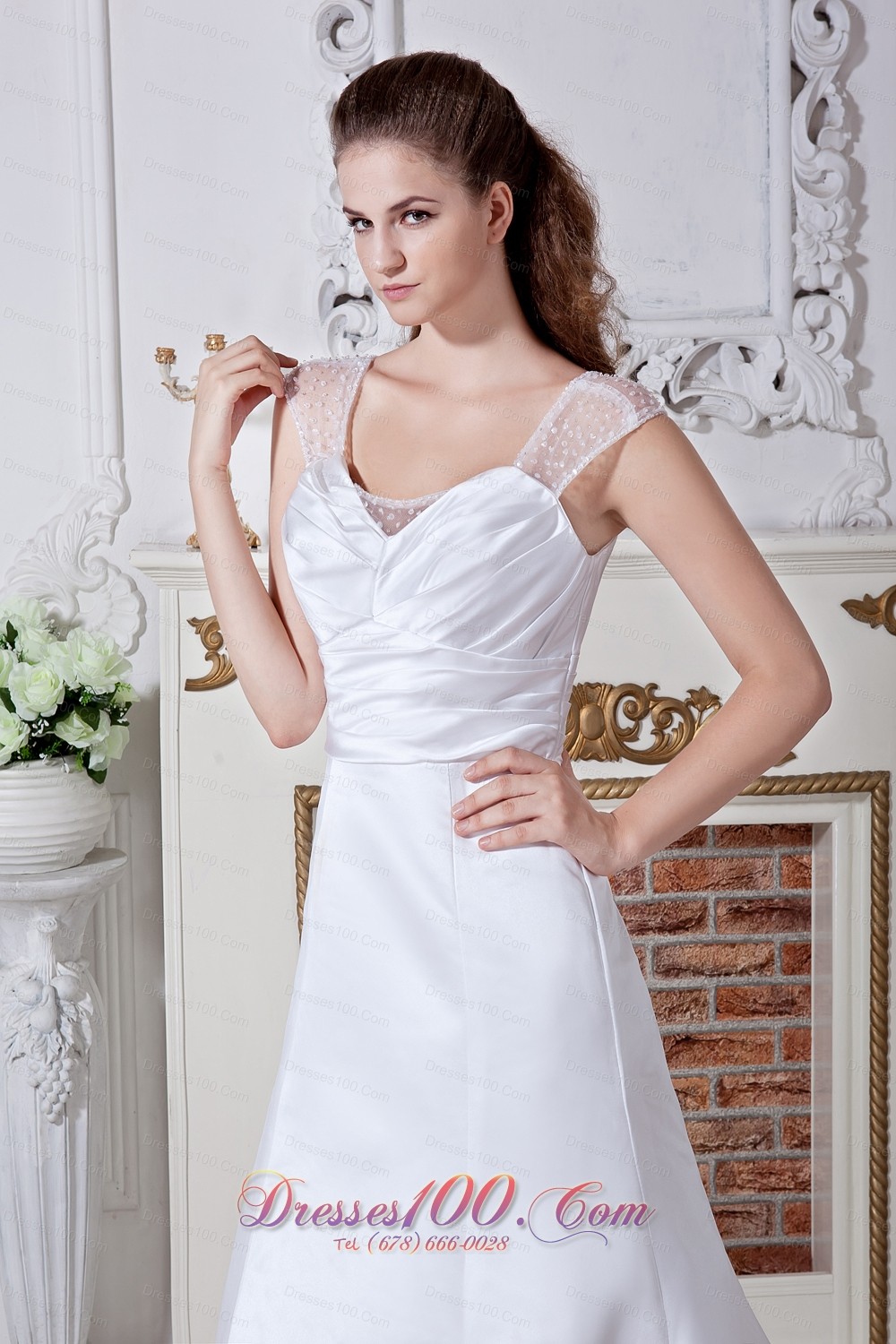 Discount Princess White Bridal Dress Straps Court Ruch