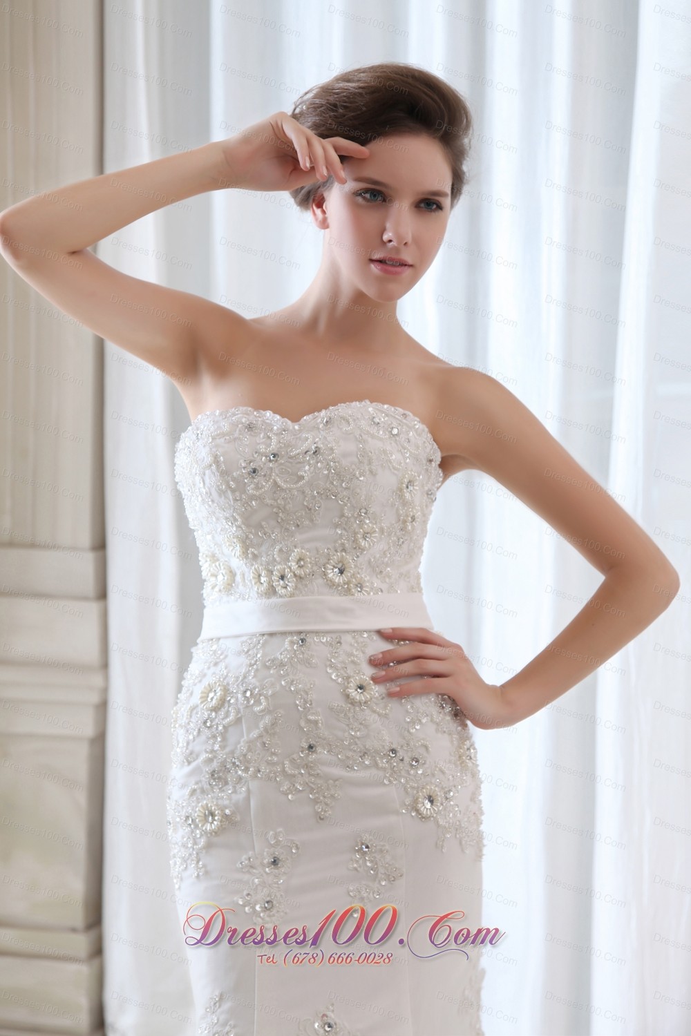 Best Wedding Dress Mermaid Appliques Strapless Court Belt