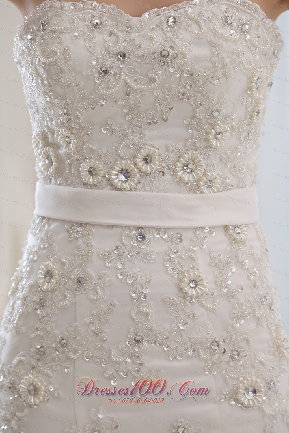 Best Wedding Dress Mermaid Appliques Strapless Court Belt