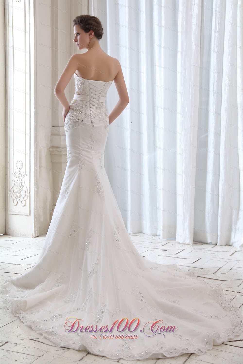 Best Wedding Dress Mermaid Appliques Strapless Court Belt