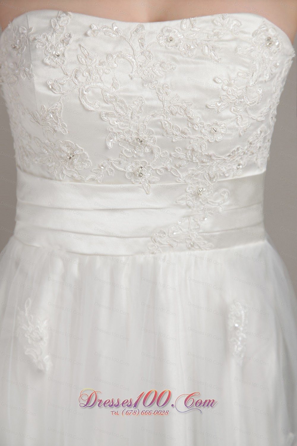 Fairy Tales White Wedding Dress Column Sweep Lace Appliques