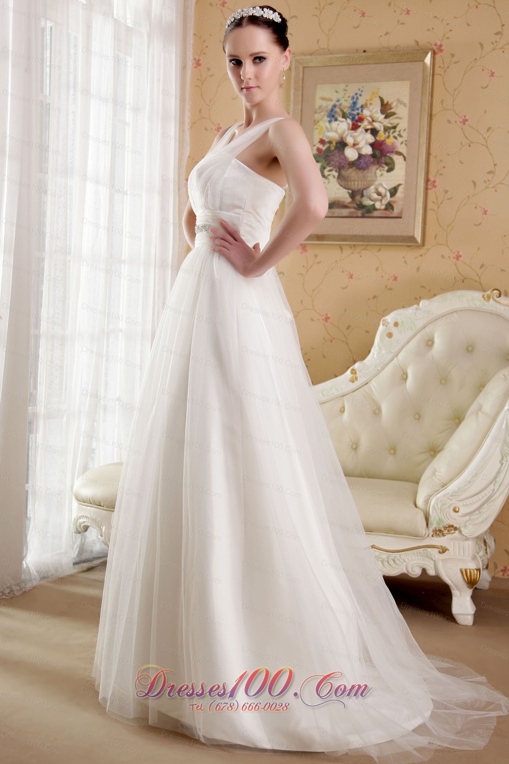 Perfect V-neck Wedding Gowns Brush Train Gilding Tulle