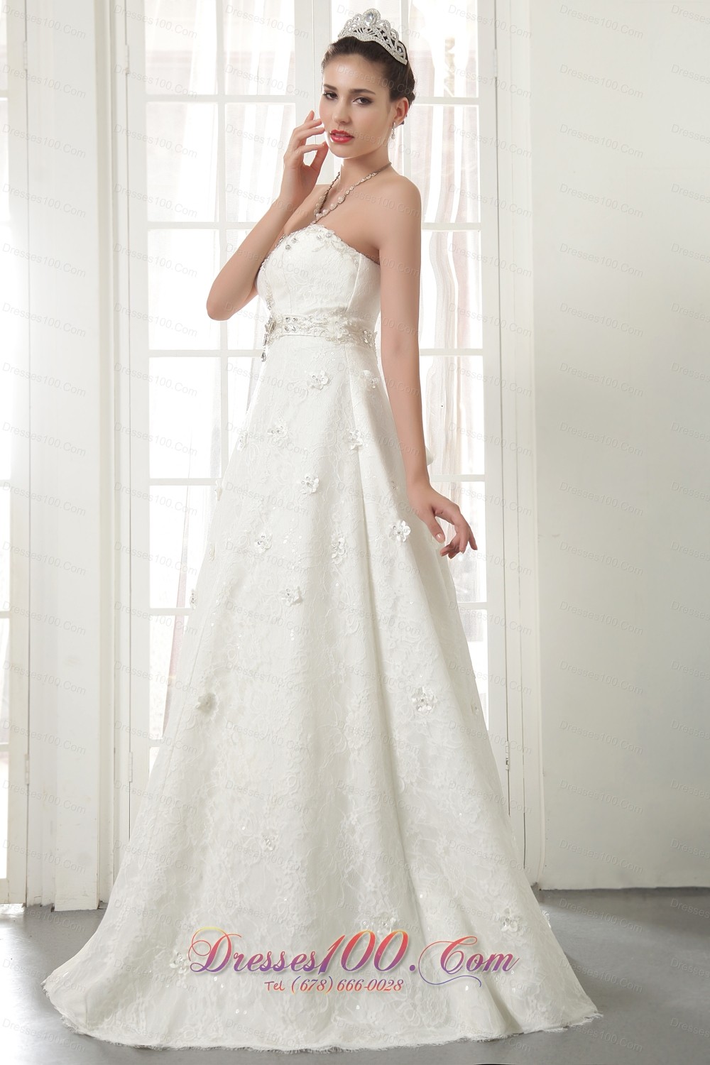 Princess Floor-length Lace up Wedding Dress Gilding