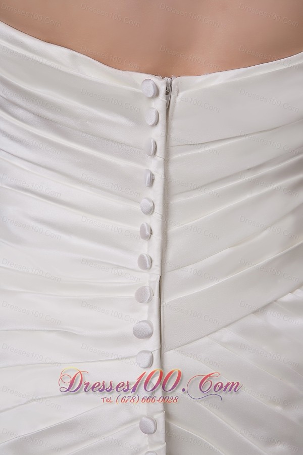 Pretty A-line Wedding Dress Bowknot Court Train Buttons