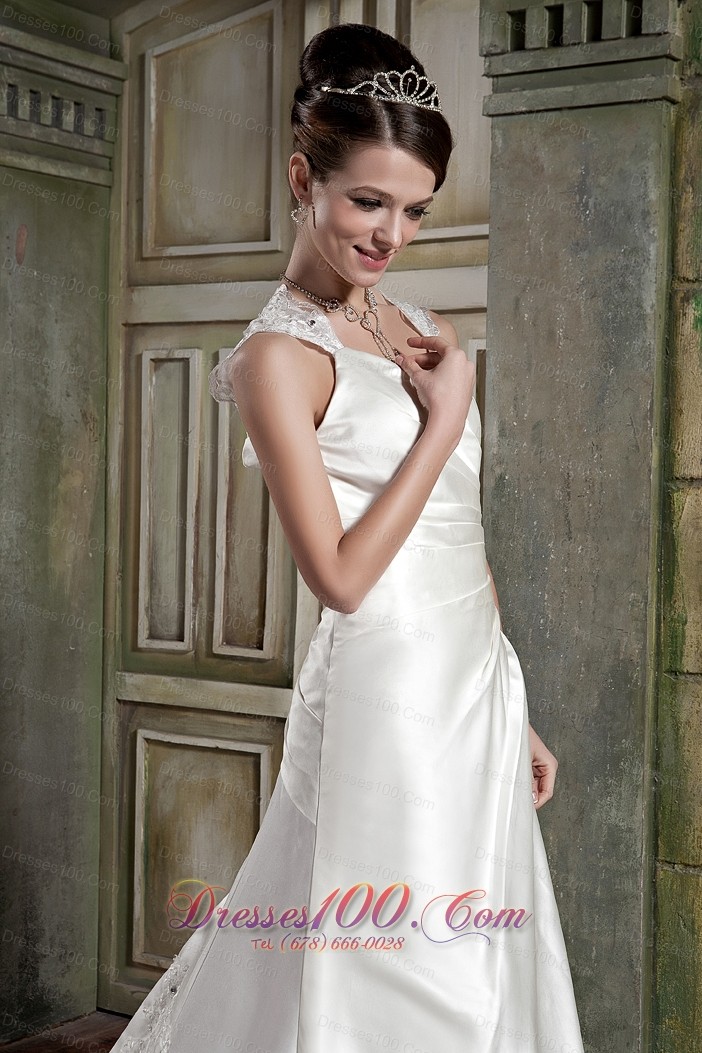 Lace Straps Wedding Dress V-neck Court Gangnam Style