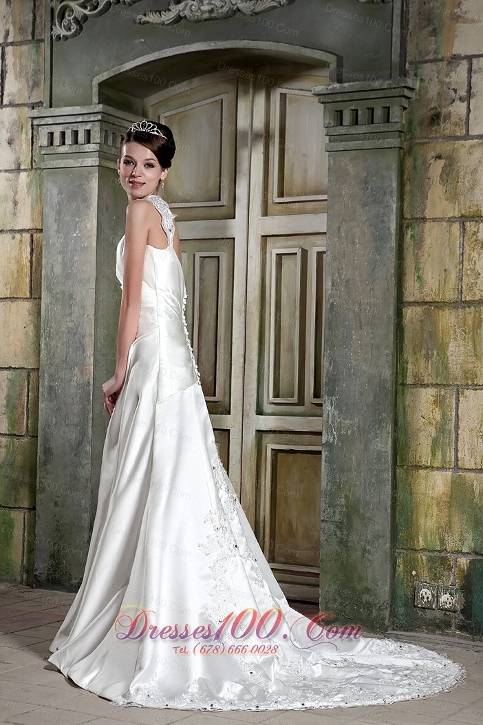 Lace Straps Wedding Dress V-neck Court Gangnam Style