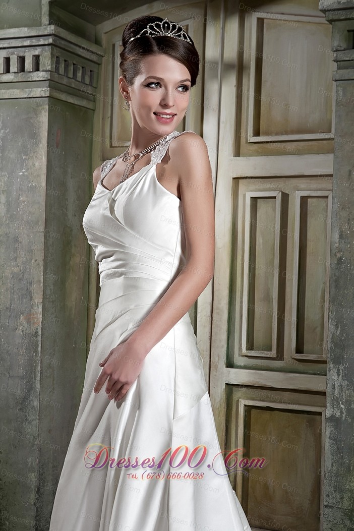 Lace Straps Wedding Dress V-neck Court Gangnam Style