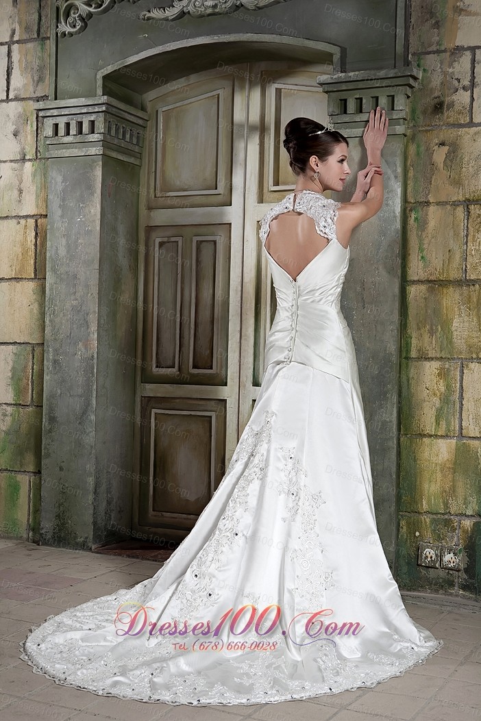Lace Straps Wedding Dress V-neck Court Gangnam Style
