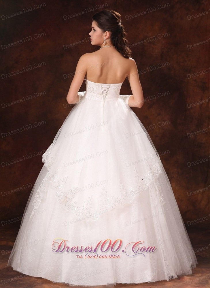 Designer Ball Gown Appliques Church Wedding Dress Winter