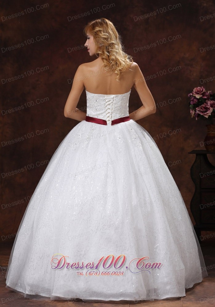 Lace Beading Decorate Ball Gown Wedding Dress Colored