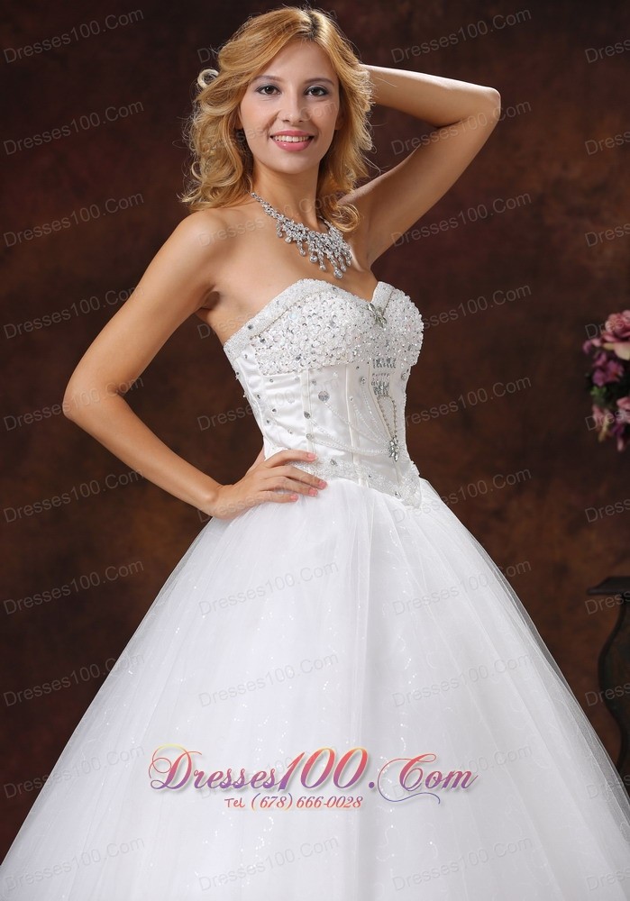 Empire Wedding Bridal Gowns Sweetheart Tulle Rhinestones