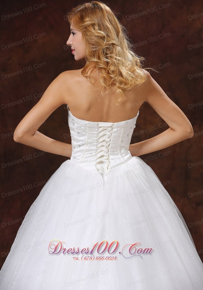 Empire Wedding Bridal Gowns Sweetheart Tulle Rhinestones