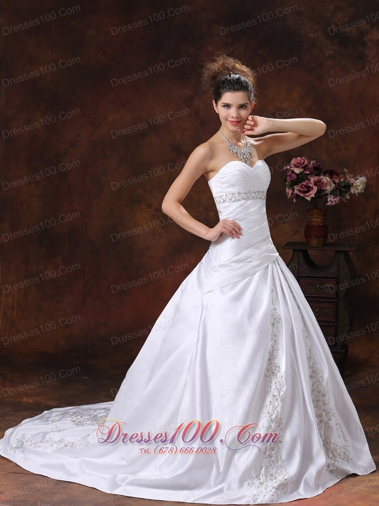 Sweetheart Embroidery Hall Wedding Dress Gilding Empire