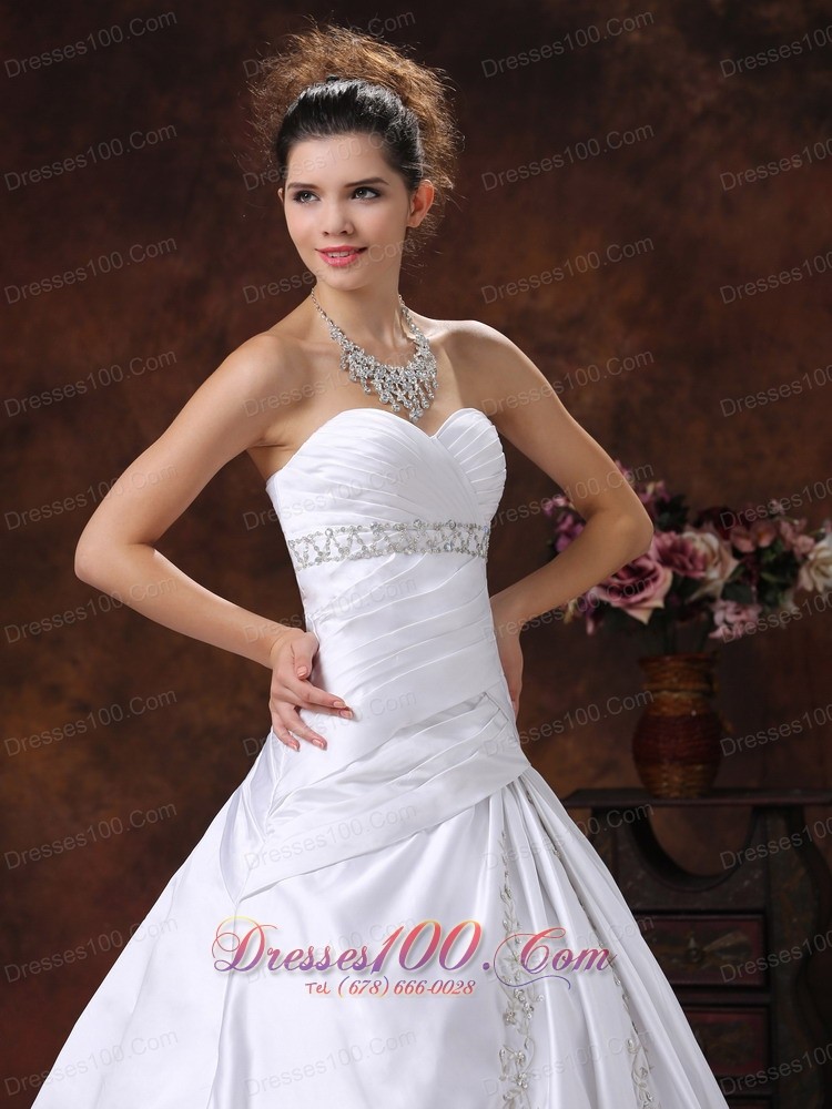 Sweetheart Embroidery Hall Wedding Dress Gilding Empire