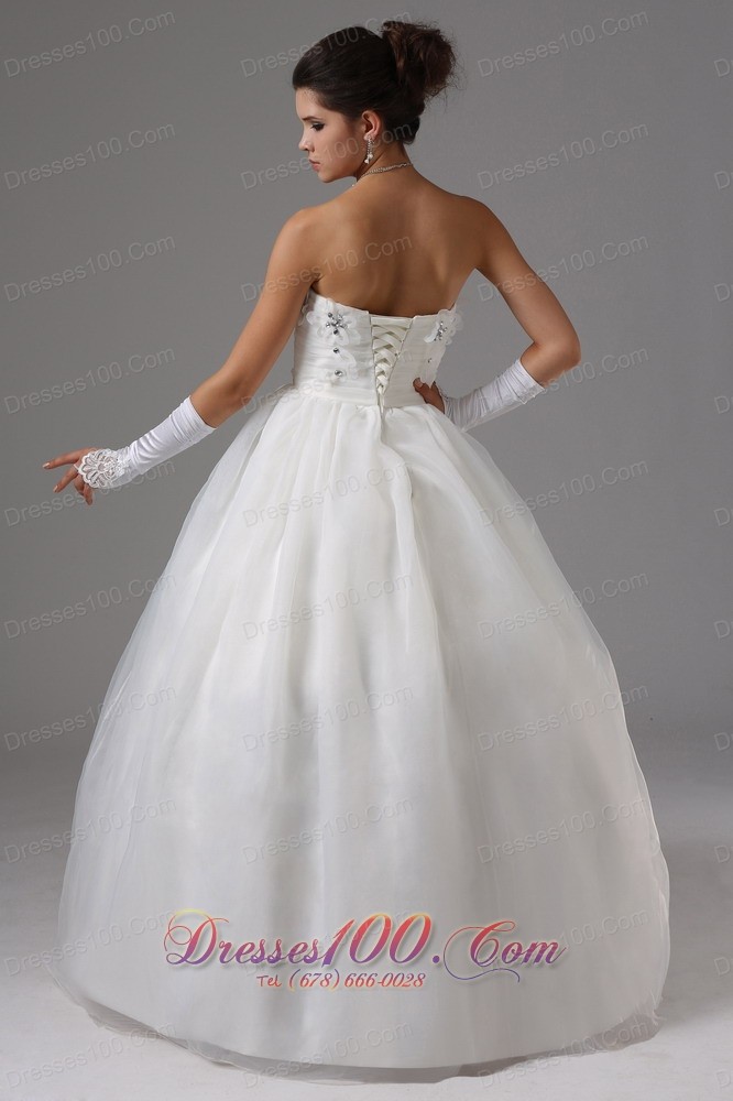 Strapless Tulle Appliques Wedding Dress Ball Gown