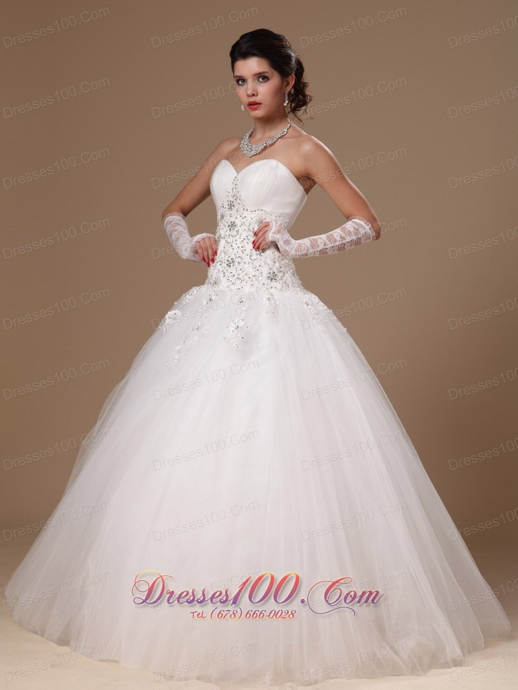 Appliques Crystal Church Wedding Dress for Custom Made