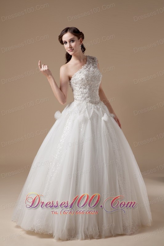 Ball Gown One Shoulder Wedding Gowns Appliques