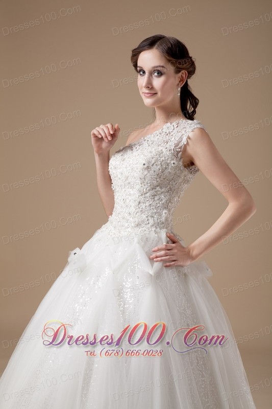 Ball Gown One Shoulder Wedding Gowns Appliques