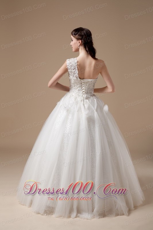 Ball Gown One Shoulder Wedding Gowns Appliques