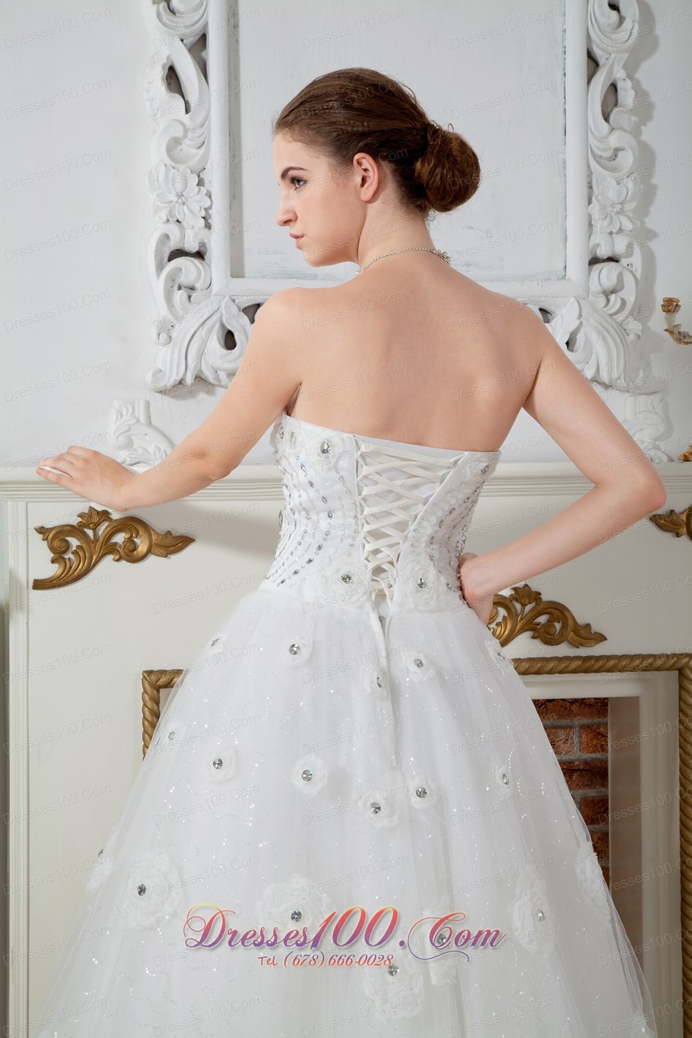 Tulle Strapless Ball Gown Beaded Wedding Dress