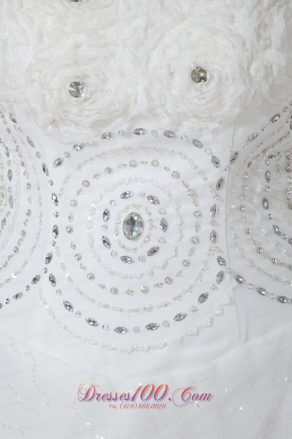 Tulle Strapless Ball Gown Beaded Wedding Dress