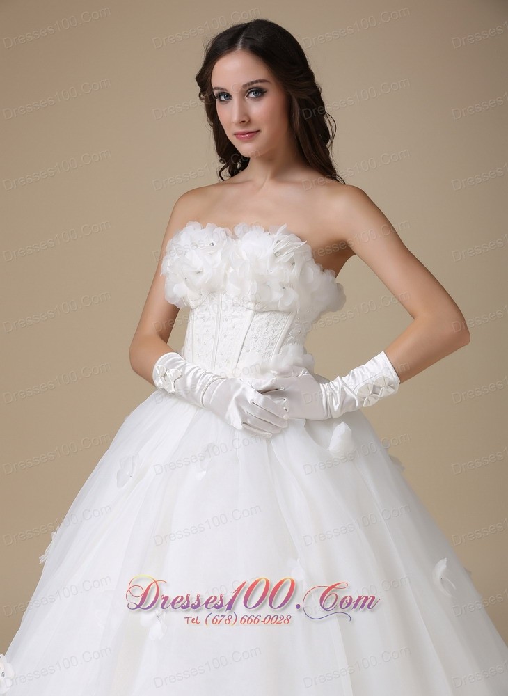 Discount Appliques Strapless Wedding Dress For Brides