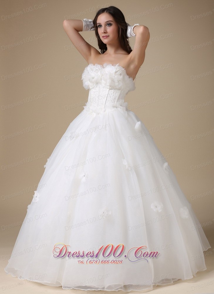 Discount Appliques Strapless Wedding Dress For Brides