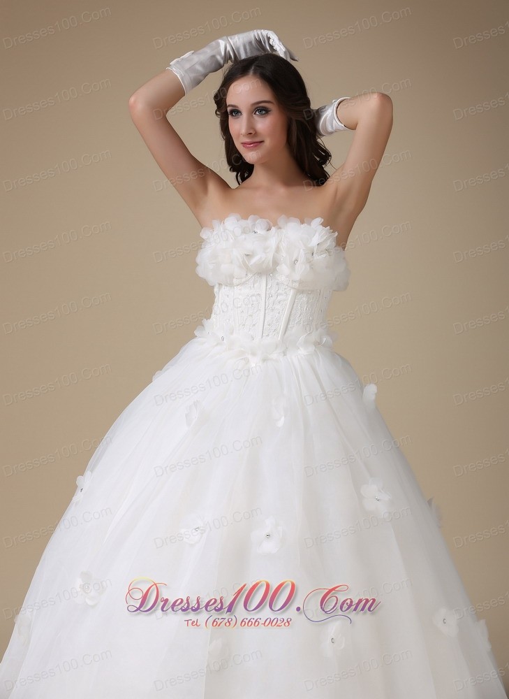 Discount Appliques Strapless Wedding Dress For Brides