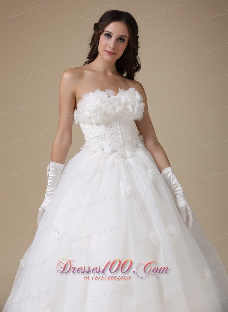 Discount Appliques Strapless Wedding Dress For Brides