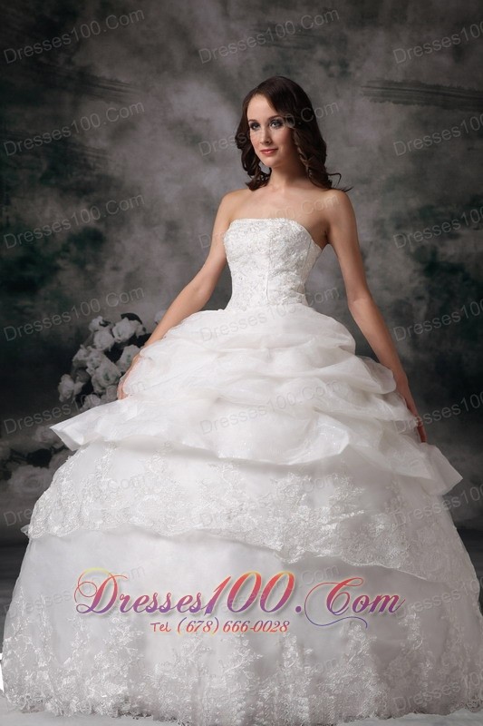 Layer Pick Ups Ball Gown Wedding Dress Floor Length