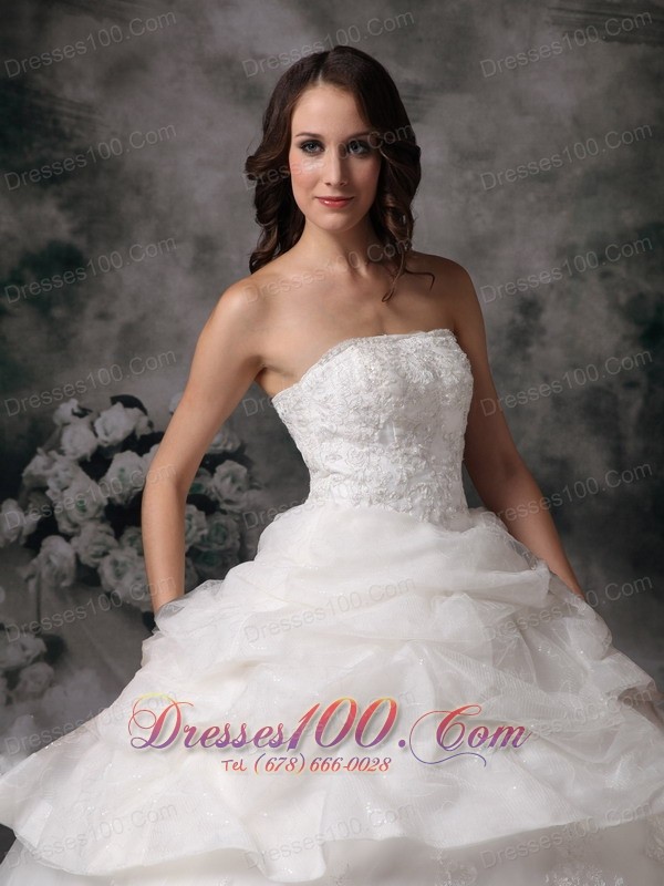 Layer Pick Ups Ball Gown Wedding Dress Floor Length