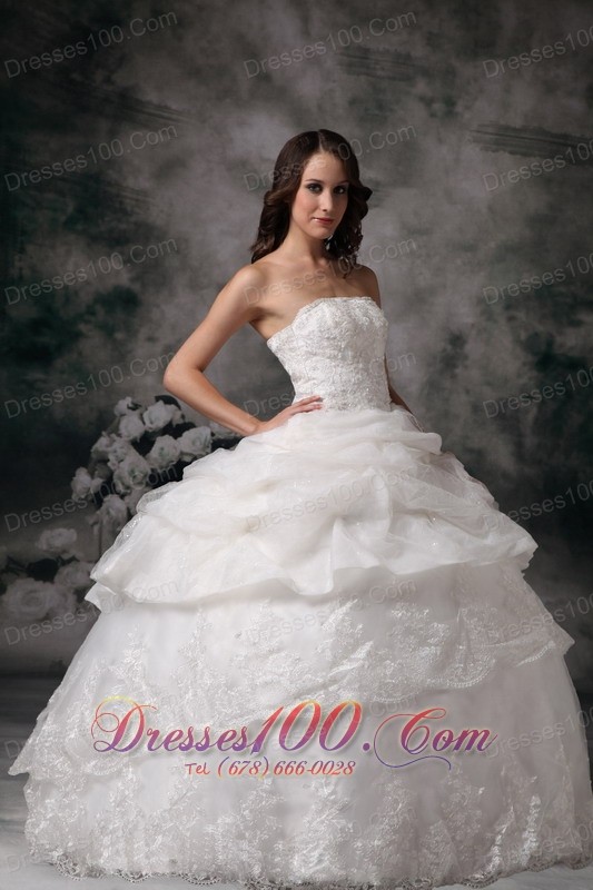 Layer Pick Ups Ball Gown Wedding Dress Floor Length