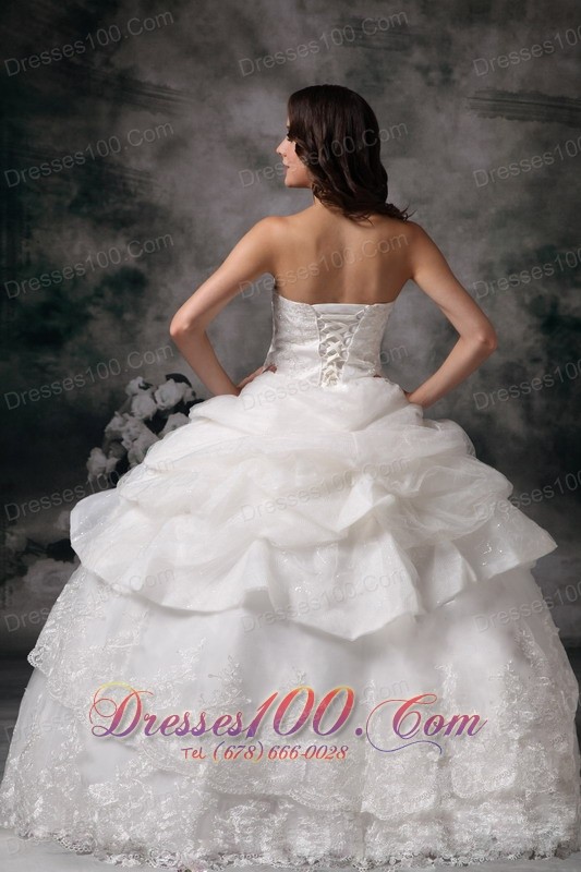 Layer Pick Ups Ball Gown Wedding Dress Floor Length