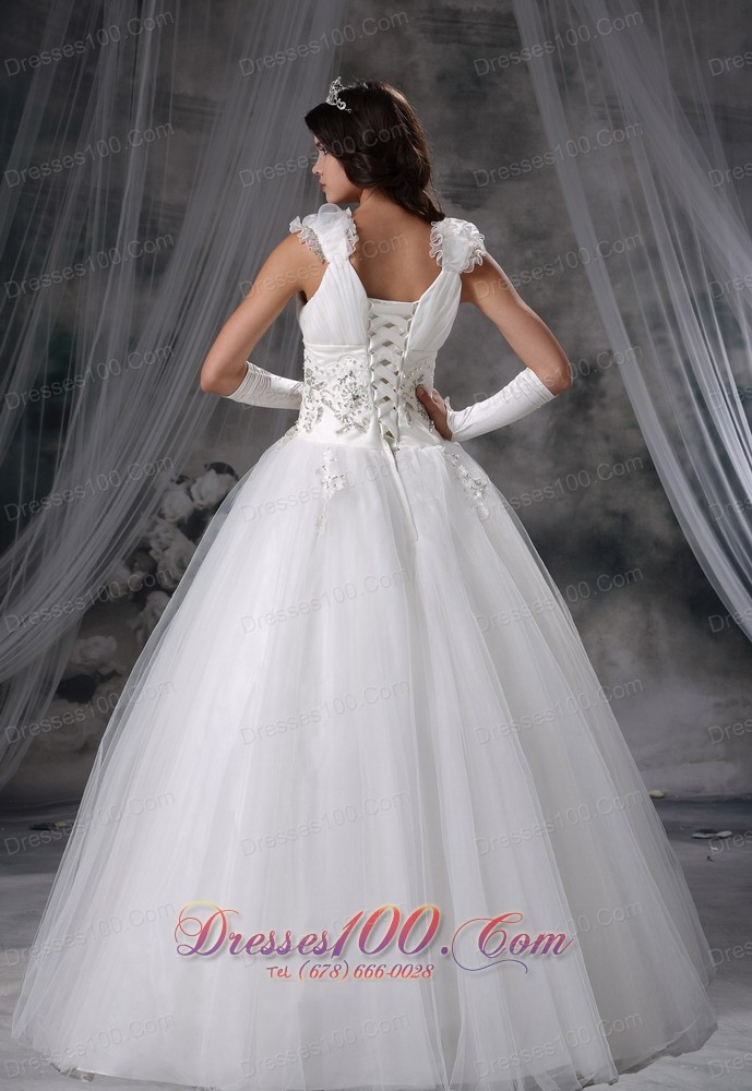 Beaded Appliques Wedding Dress With Straps