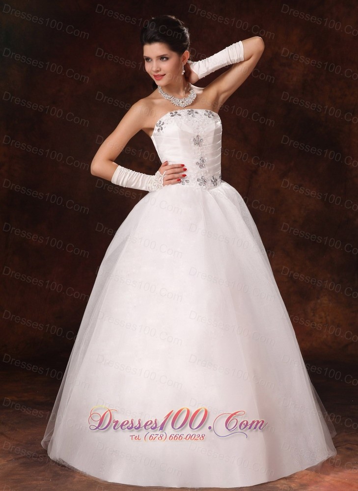 Customize Floor Length Beaded Bridal Gown Wedding Dress