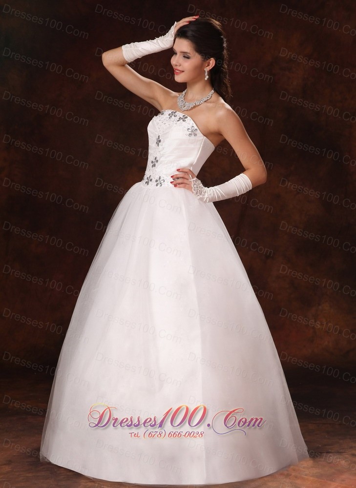 Customize Floor Length Beaded Bridal Gown Wedding Dress