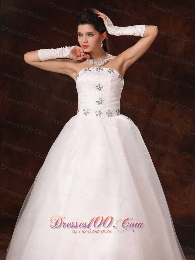 Customize Floor Length Beaded Bridal Gown Wedding Dress