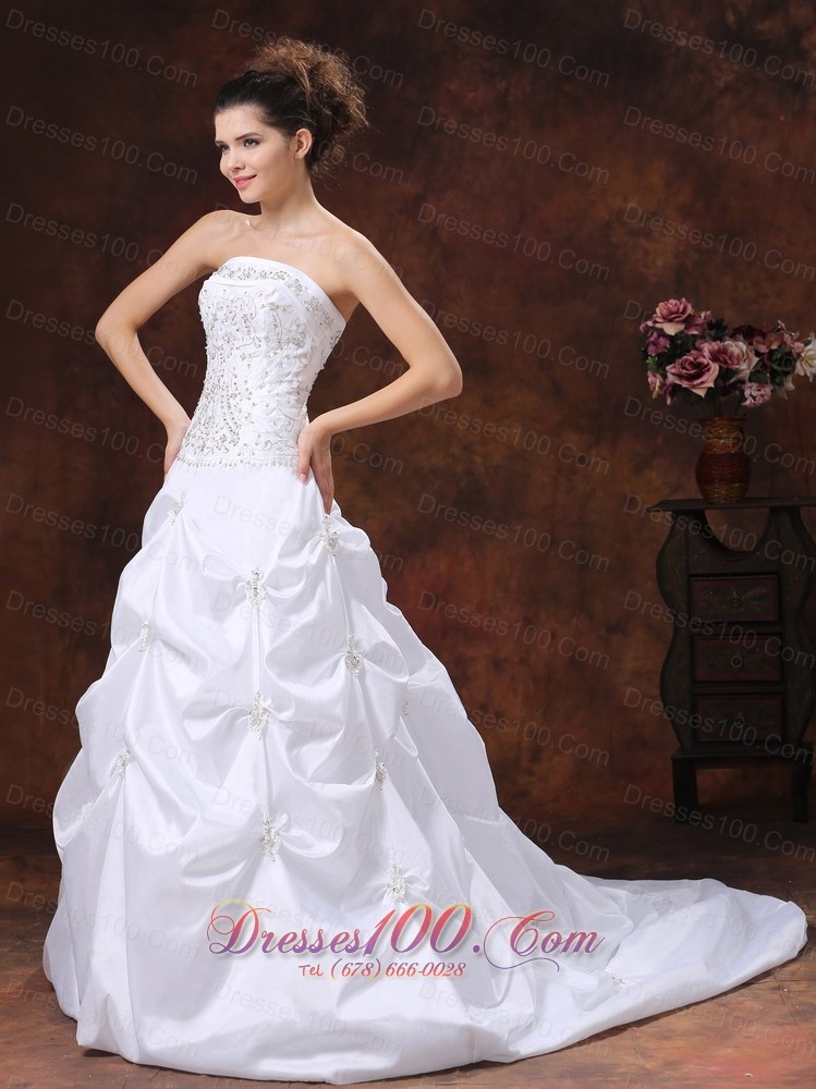 Strapless Embroidery Wedding Dress Appliques Bridal Gowns
