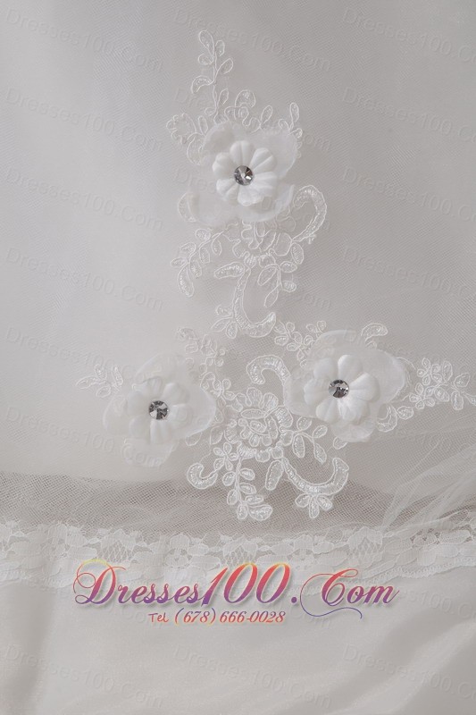 Tulle Appliques Court Train Wedding Dress Beaded